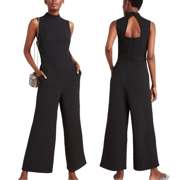 Eva Franco Pants - Eva Franco Charley Mock Neck Textured Jumpsuit size XS in Black